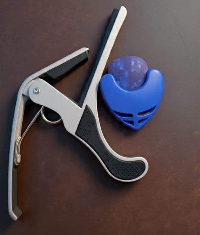 sls music B4 silver Capo with blue Pick Holder for Acoustic Guitar, Spring Guitar Capo Spring Guitar Capo-picture-10