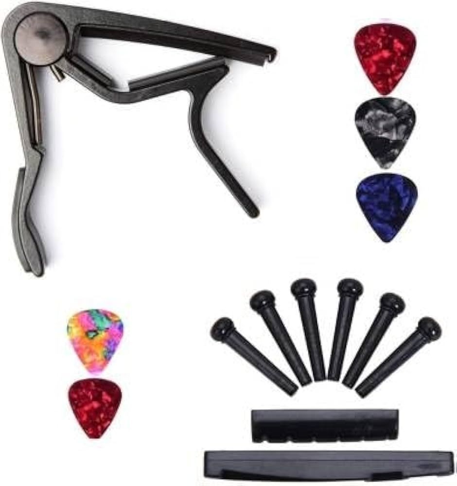 sls music Guitar B5 Capo Combo with Black Saddle Nut, 6Bridge Pins and 5Picks Spring Guitar Capo-picture-21