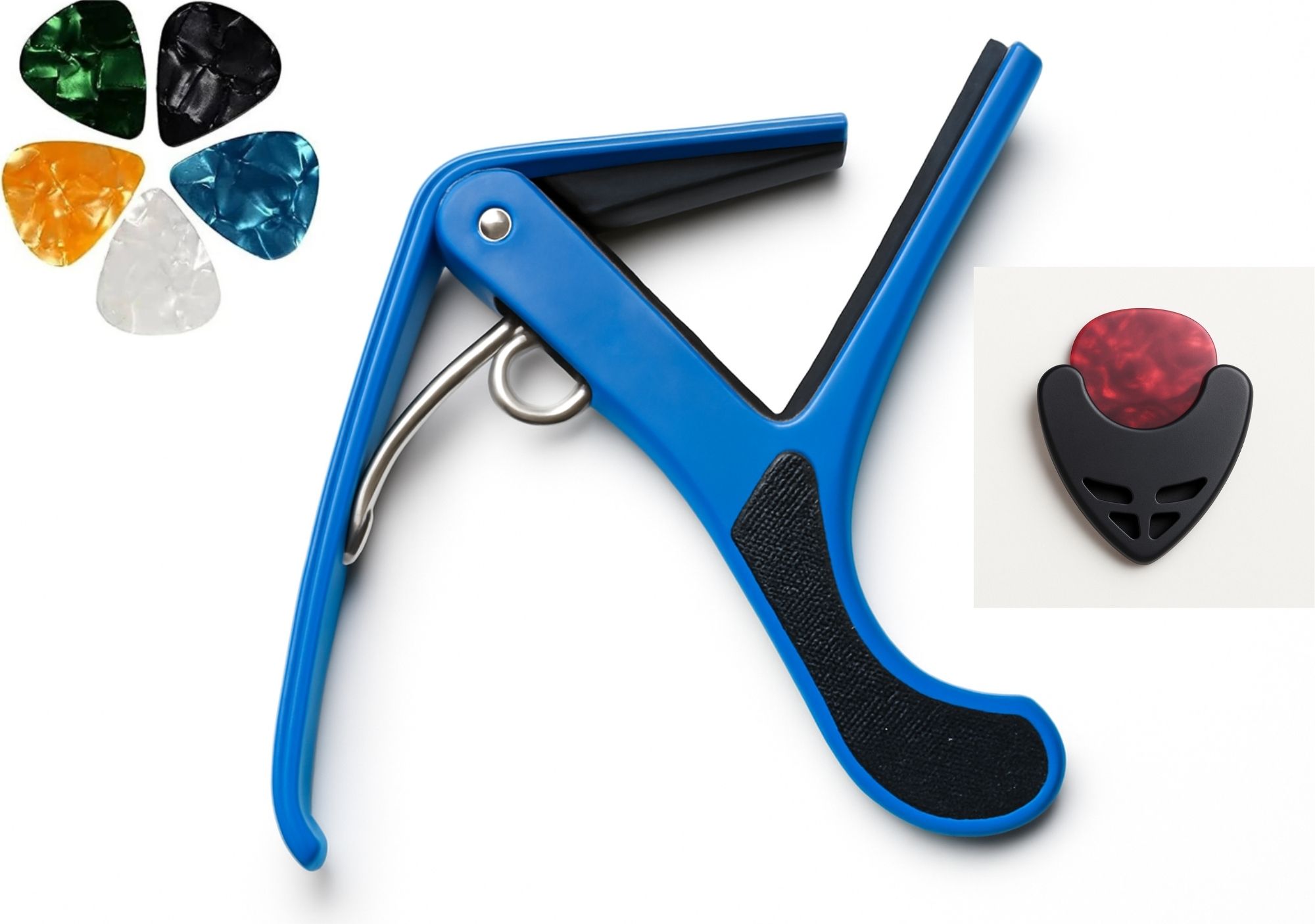 sls music Guitar B4 Black Capo with 5 Picks, 1 Black Pick Holder for acoustic guitar Spring Guitar Capo-picture-31