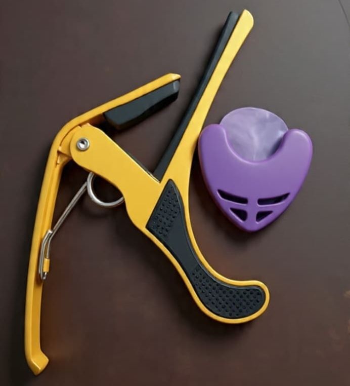 sls music B4 golden Capo with purple Pick Holder for Acoustic Guitar, Spring Guitar Capo Spring Guitar Capo-picture-25
