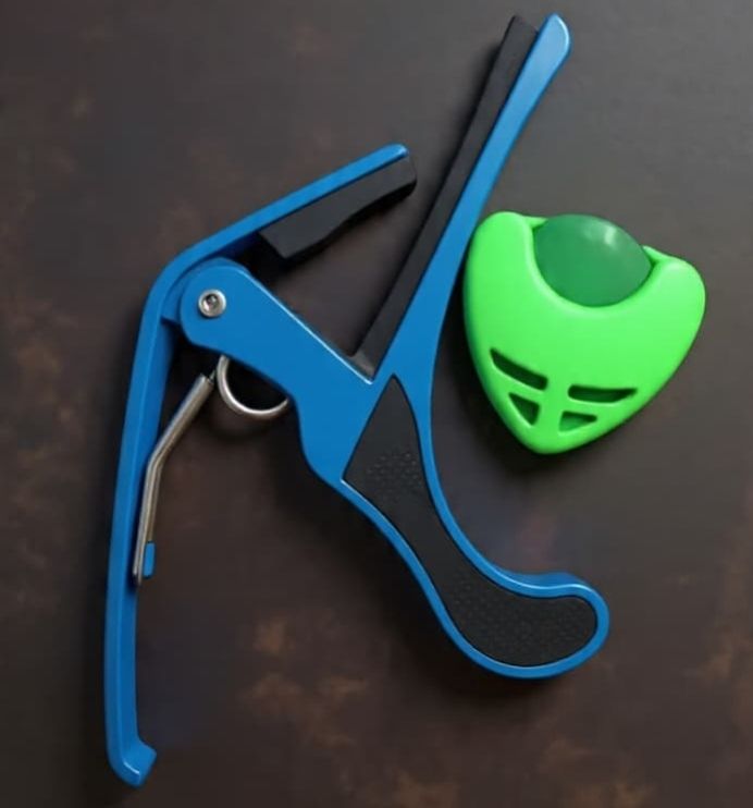 B4 blue Capo with green Pick Holder for Acoustic Guitar, Spring Guitar Capo Spring Guitar Capo-image-32