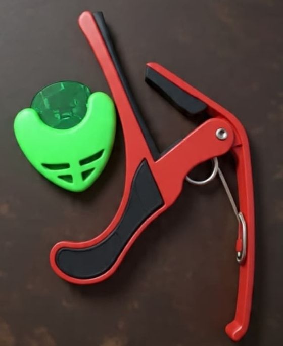 sls music B4 Red Capo with green Pick Holder for Acoustic Guitar, Spring Guitar Capo Spring Guitar Capo-picture-19