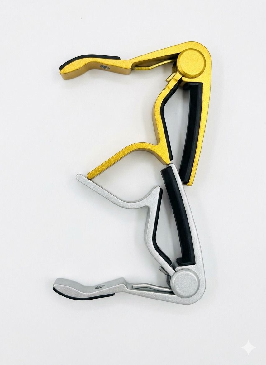 2 B5 golden & silver capo for acoustic guitar spring guitar capo Spring Guitar Capo-image-49