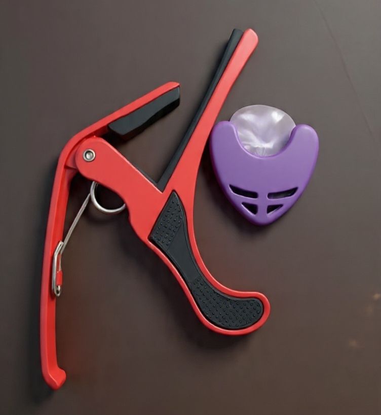 sls music B4 Red Capo with purple Pick Holder for Acoustic Guitar, Spring Guitar Capo Spring Guitar Capo-picture-45