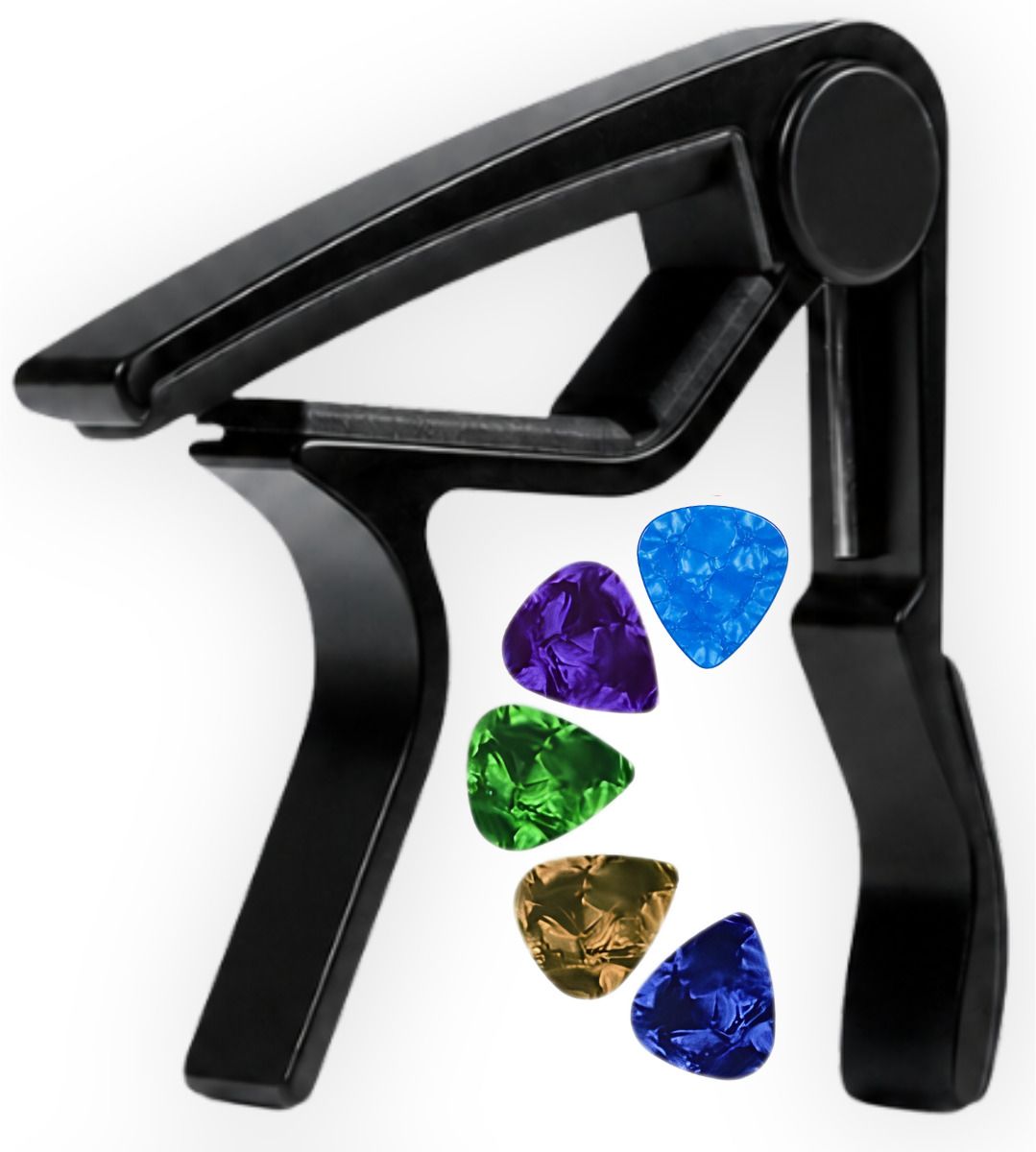 imaginea Guitar Capo with 5 Guitar Picks for Acoustic, Electric, Classical & Bass Guitar Spring Guitar Capo-picture-36
