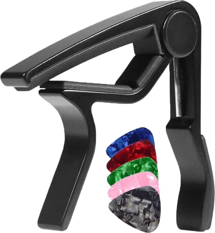 One Handed Trigger Quick Change Guitar Metal Capo with Silicone Pad Design for 6 String Acoustic, Electric and Classical Guitars and Ukulele Clutch Guitar Capo-image-3