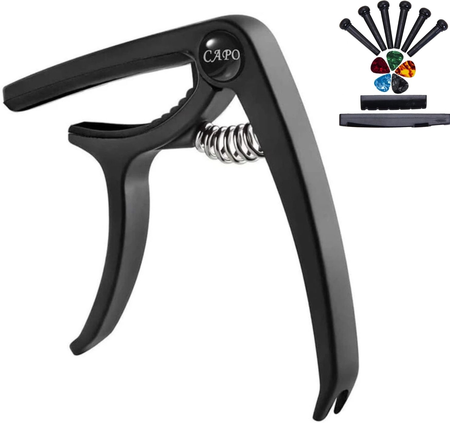 sls music Guitar Capo Bridge Pin Remover, Saddle Nut,6 pins and5 Picks Spring Guitar Capo-picture-31