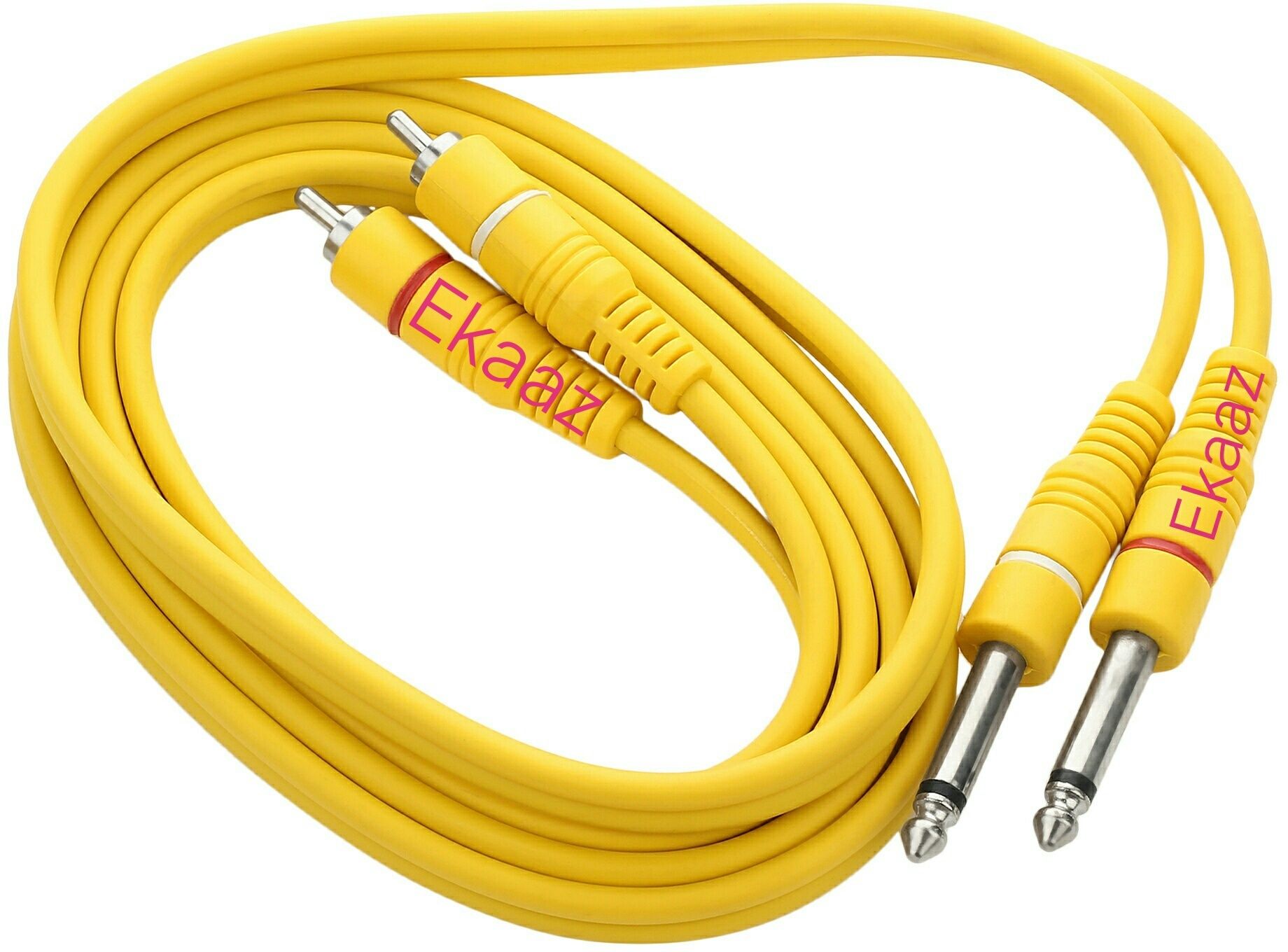 Dual Mono 1/4 Inch to Dual RCA Interconnect Stereo Cable 2Meter/6ft For Speaker Double Angled TS Patch Cable-image-1