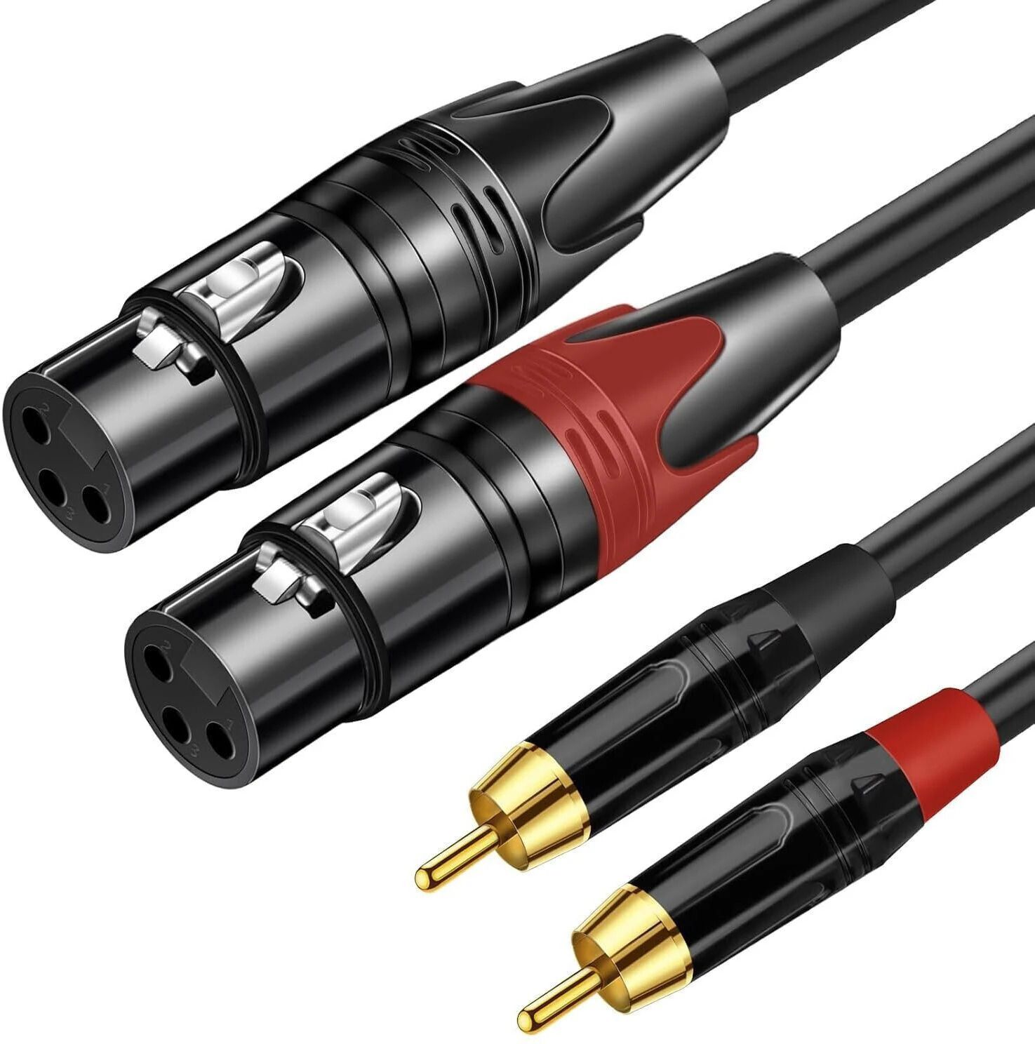 amg music Dual XLR to RCA Cable , Dual XLR Female to Dual RCA Male Cable for Amplifier Straight XLR Patch Cable-picture-12