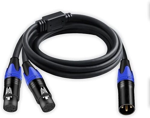 kebilshop 1 Male to 2 Female XLR Y Splitter Micrphone Cable5ft | 3pin XLR Male Straight TS Patch Cable-picture-21