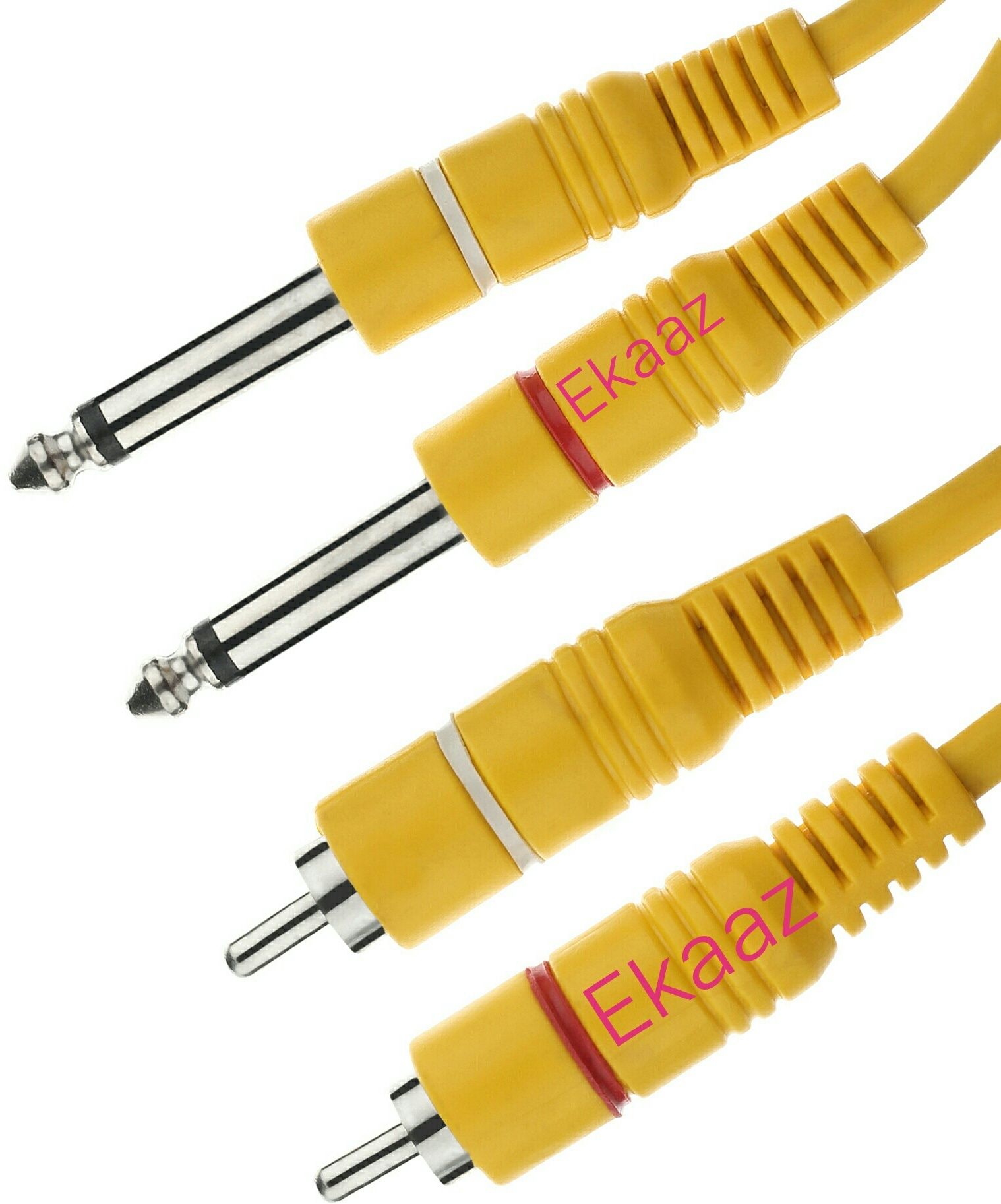 ekaaz Dual 6.35mm TS Mono Male to Dual RCA Male Audio Cable Double Angled TS Patch Cable-picture-26