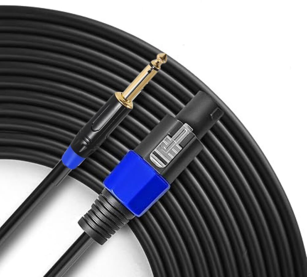 mocking bird 16.4FT Speakon to 6.35mm Cable TS Male Speaker Cable 12Gauge AWG with Twist Lock Double Angled TS Patch Cable-picture-25