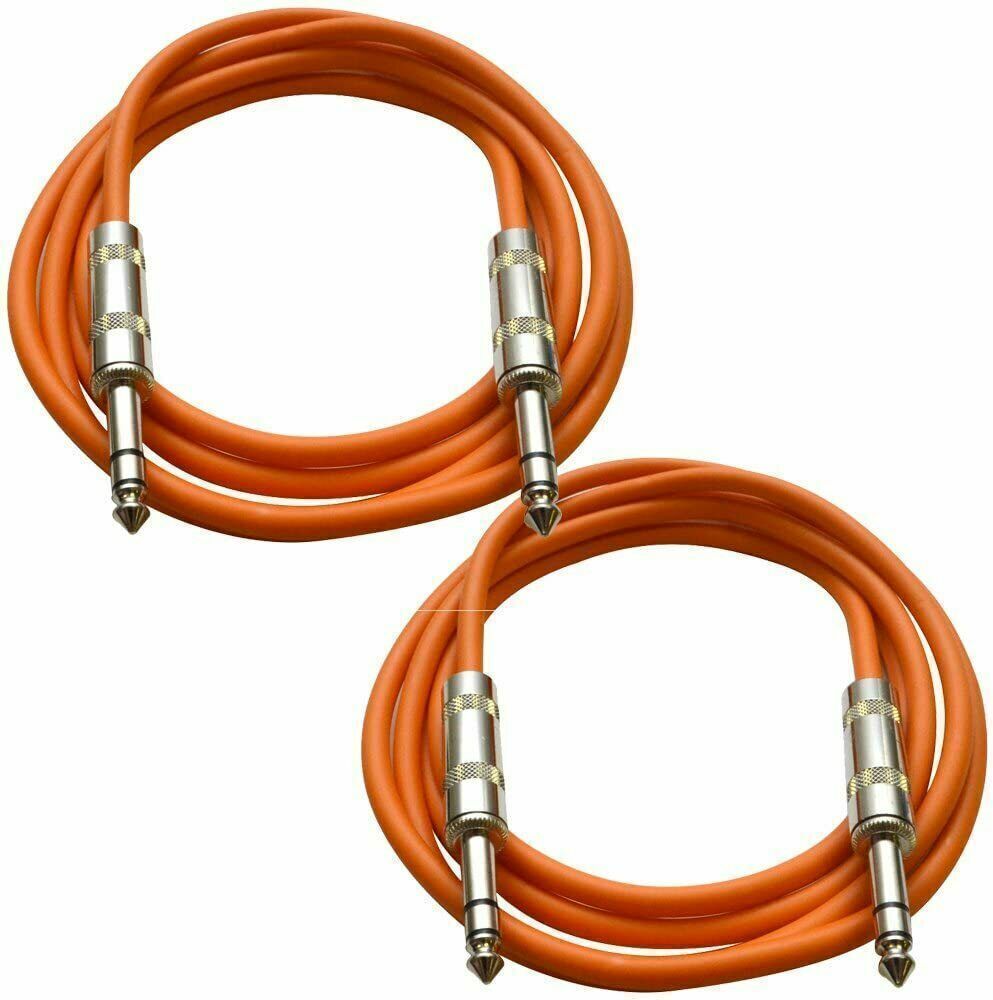 (pack of2) guitar,instrument 6.35mm mono jack male to 6.35 mm male 1/4"balanced double angled trs patch cable