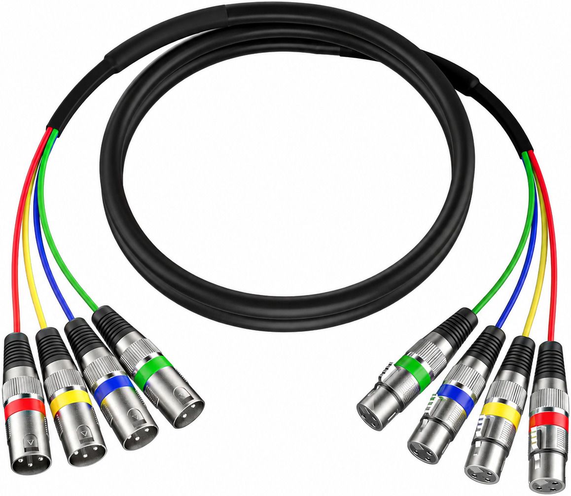 imaginea 3 Mtr Snake Cable 4 Colored, 4-Channel Microphone Patch Cable XLR Male to Female Straight XLR Patch Cable-picture-10