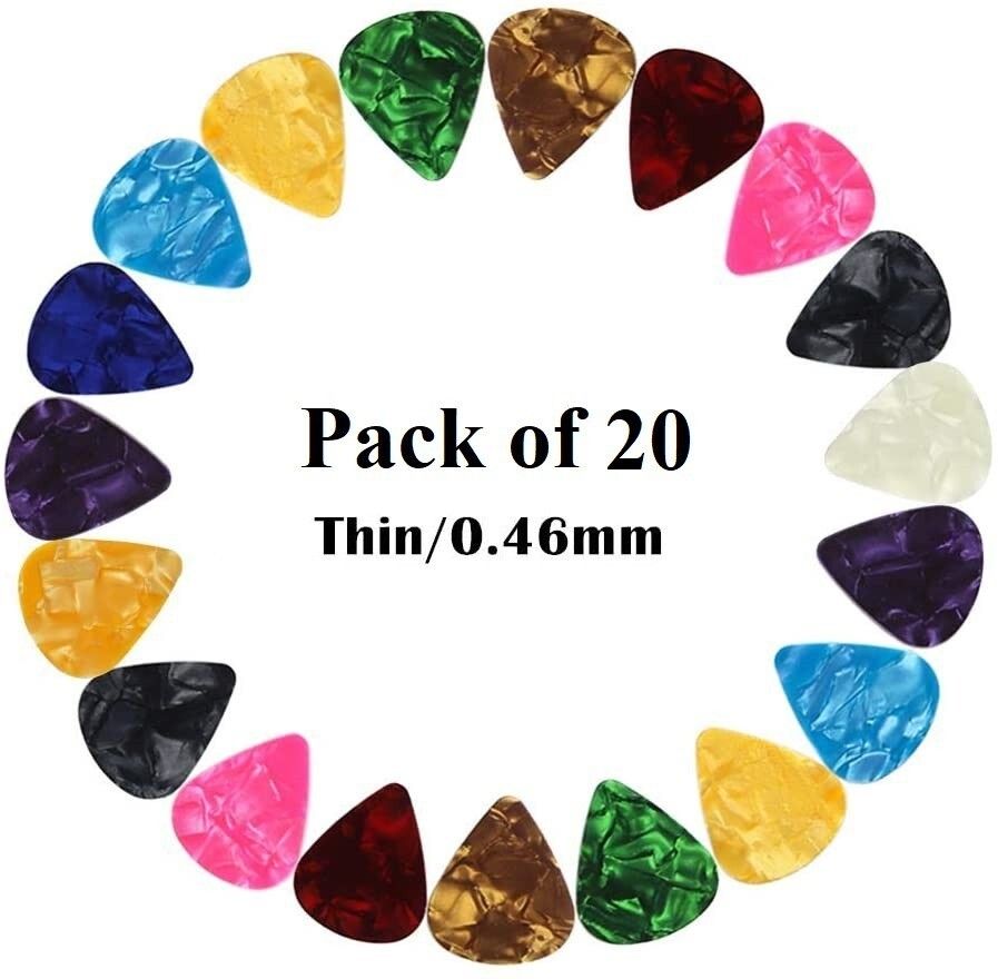 20 PCs Guitar Picks Plectrums Smooth Nylon Material Stylish Colorful Celluloid Guitar Picks Plectrums for Acoustic Guitar Electric Guitar Bass Ukulele Guitar Pick-image-12