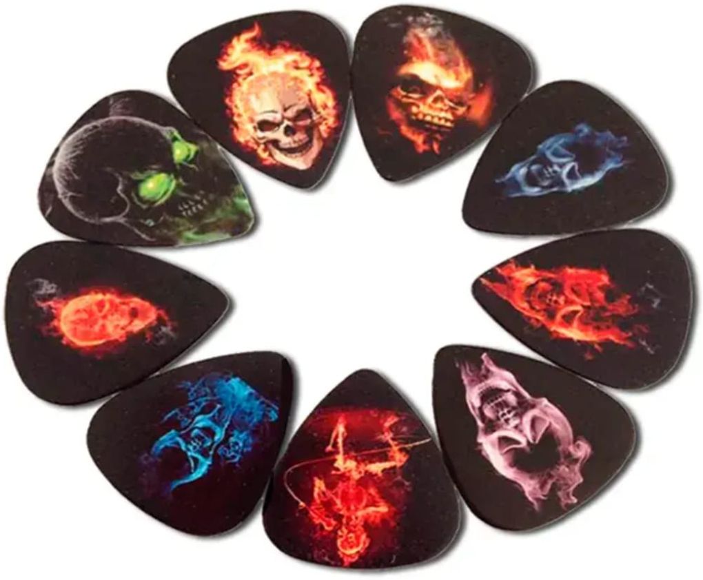 zorqeva 9 Pcs Skull Flames Guitar Pick Set for Acoustic Electric Bass Guitar Guitar Pick-picture-22