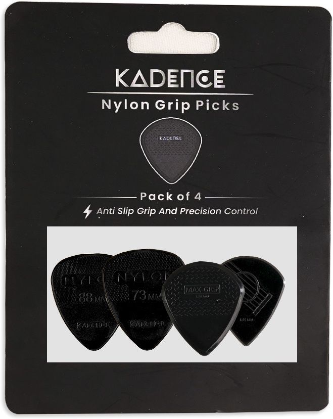 kadence NG4 0.73 to 1.80mm Gauge, Anti-Slip Grip for Precision Control | Black Nylon Guitar Pick-picture-40