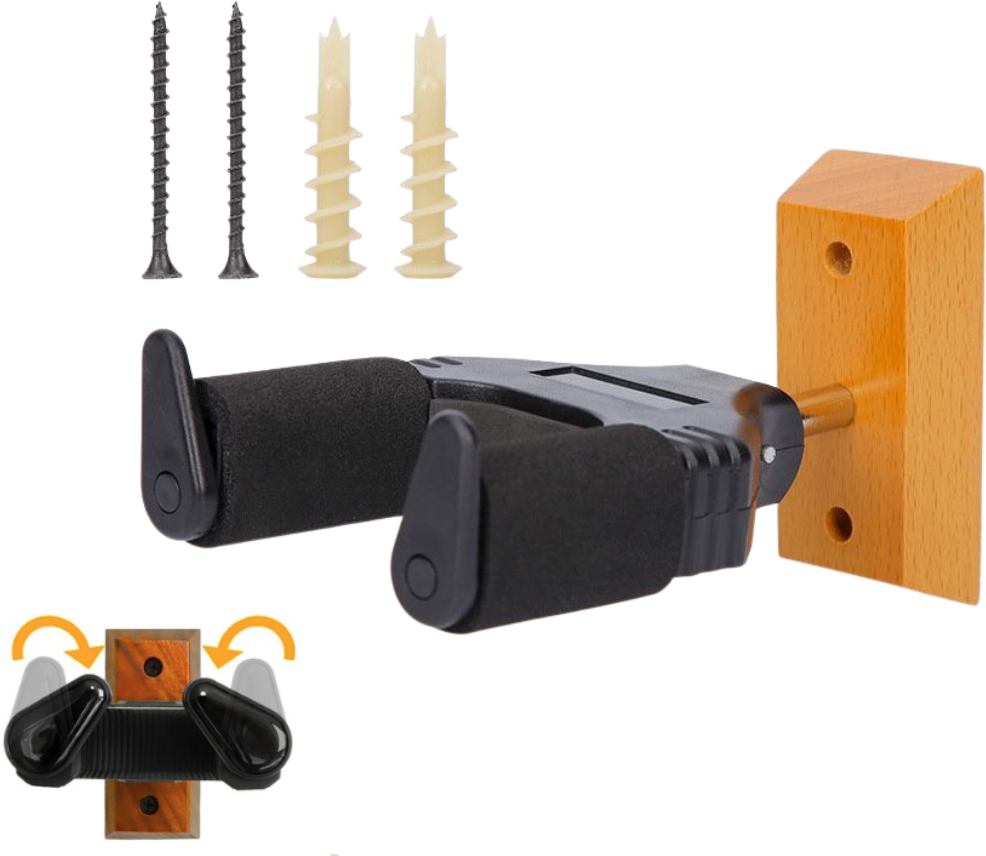 Blueberry R-507 Beech Wood Guitar Wall Mount with Auto-Lock System Wall Hanger-image-12