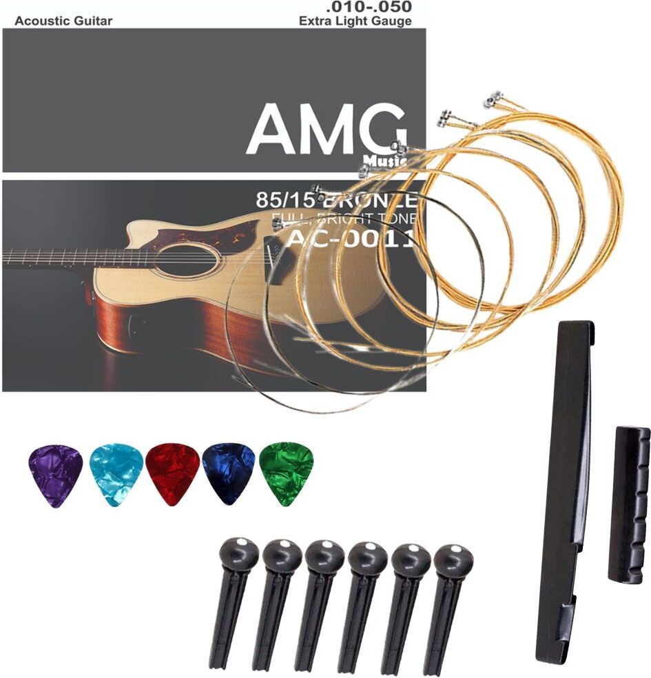 Acoustic Guitar Stainless Steal String Set with Saddle Set & Picks for Acoustic Guitar Guitar String-image-37