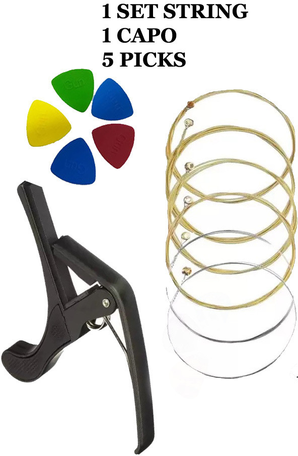 musiking industries Acoustic KARUNA STRING WITH BLACK CAPO AND 5 PICKS MDLA6 Guitar String image 1