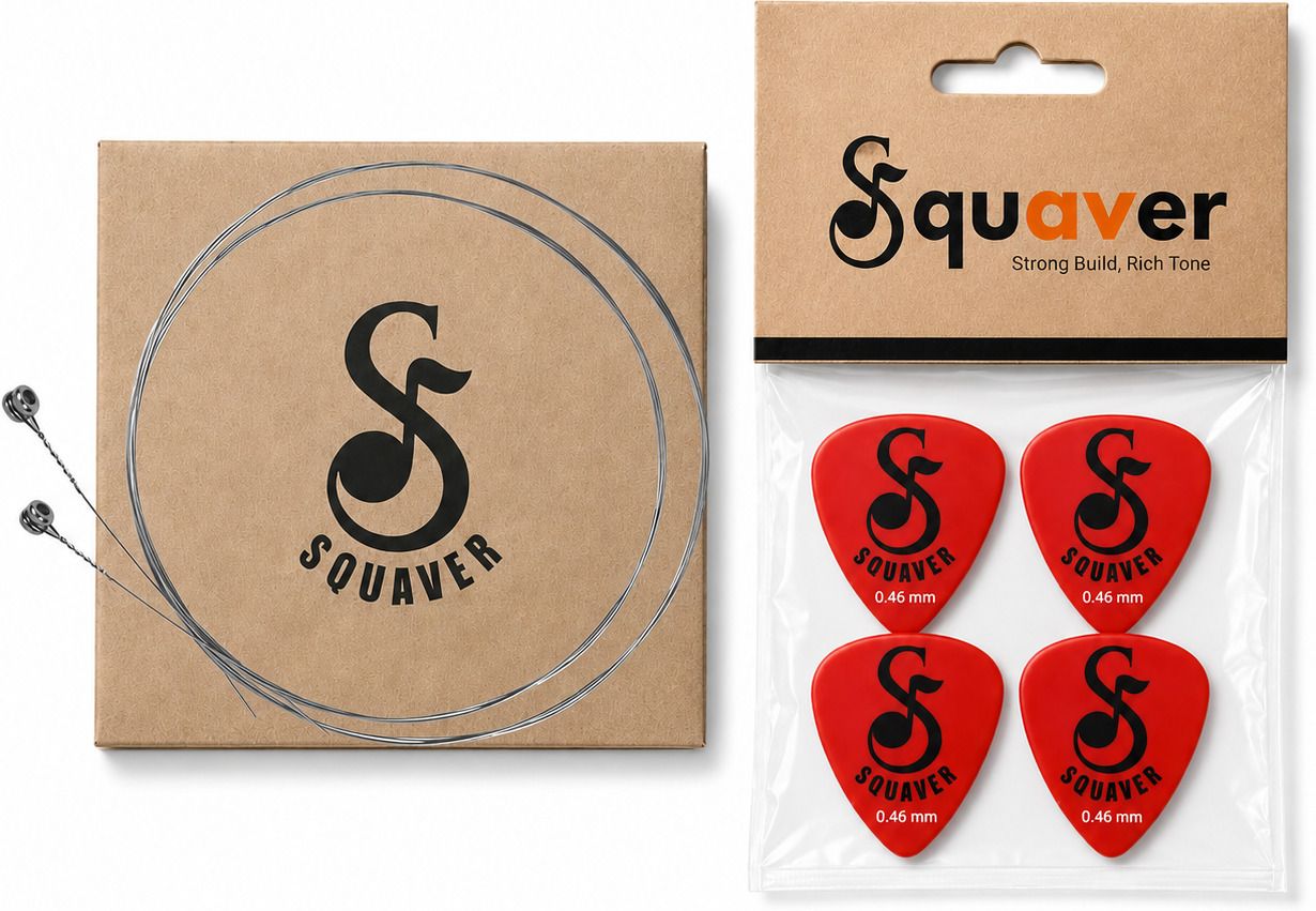 Acoustic Set of Two 1st Acoustic Strings with 4 Plectrums red 0.46 mm Guitar String-image-24