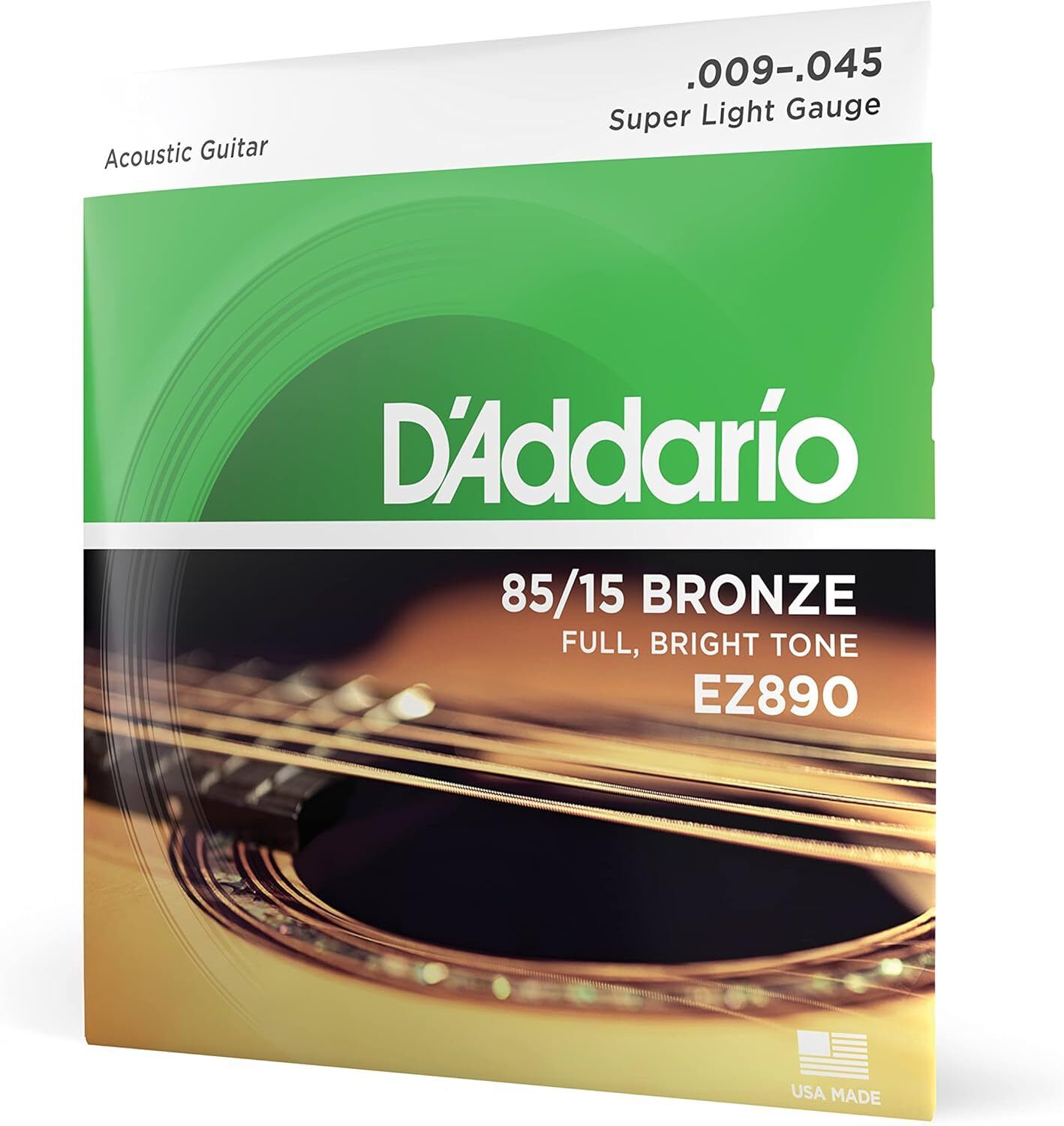Acoustic D'Addario EZ890 Extra Super Light Acoustic Guitar Strings with Crisp Bright Tone Guitar String