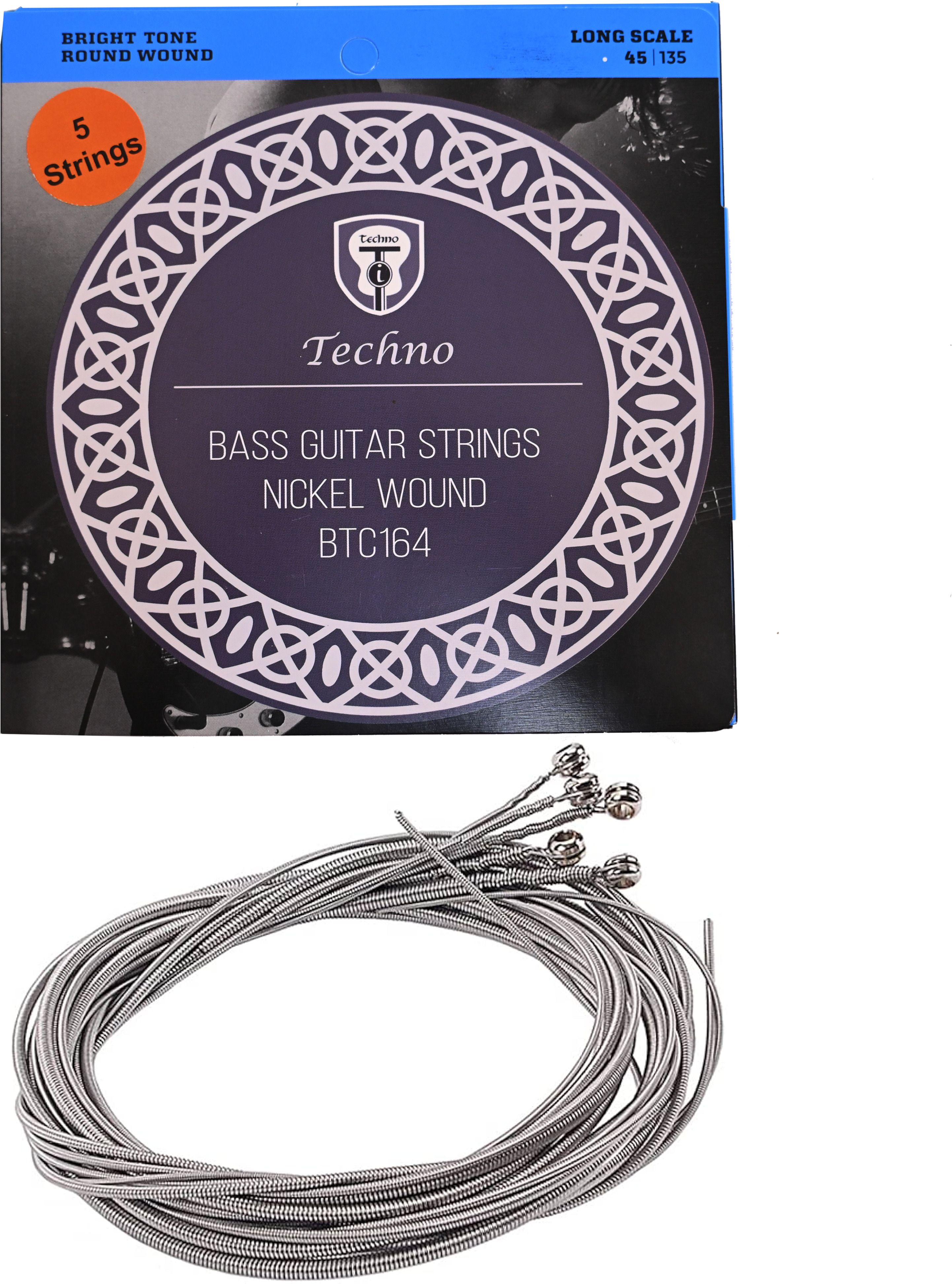 techno Acoustic RJ-BTC-10164 5 String Bass Guitar Strings Nickel Wound Deep Tone Long Lasting Guitar String-picture-30