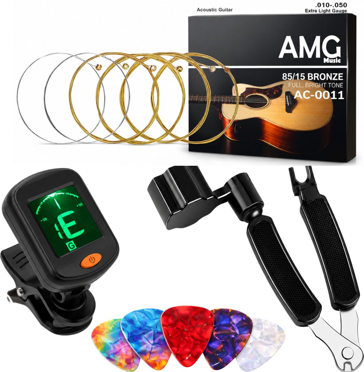 Acoustic Guitar Combo Kit | Guitar Strings, Winder, Tuner & 5 Picks for Acoustic Guitar Guitar String-image-35