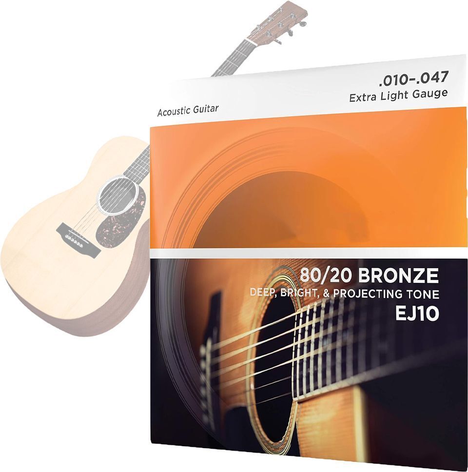 cambu Acoustic EJ10 80/20 Bronze Acoustic Guitar Strings - Extra Light Gauge (10-47) for Bright Guitar String-picture-33