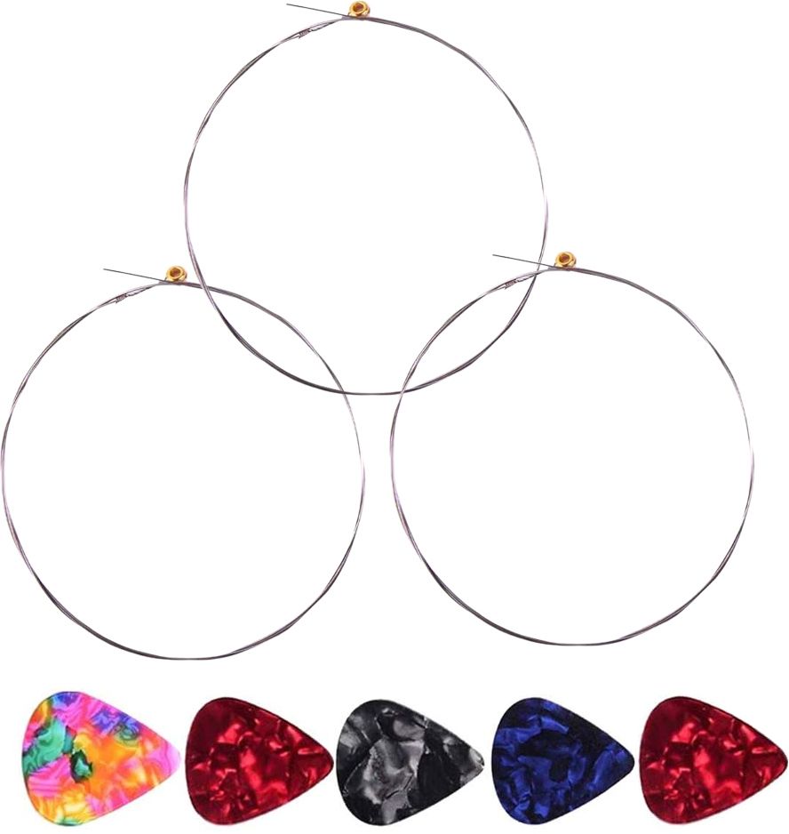 mocking bird Acoustic Guitar 2nd B Strings Set of 3 Stainless Steel Guitar B Strings Set With 5 Picks Guitar String-picture-27