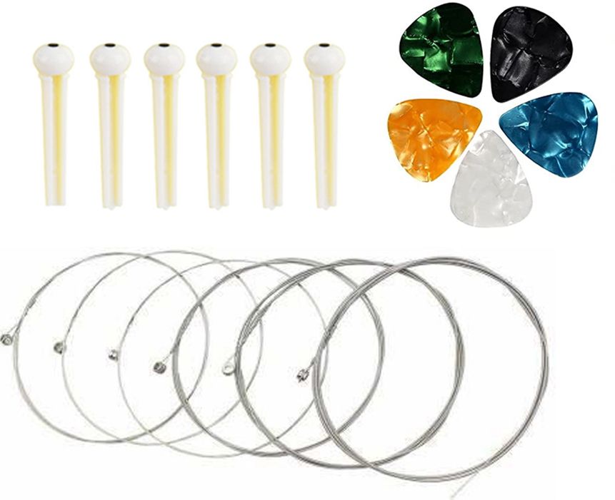 Acoustic Guitar String Set Of 6 with Guitar Bridge Pins& 5picks for Acoustic Guitar Guitar String-image-25