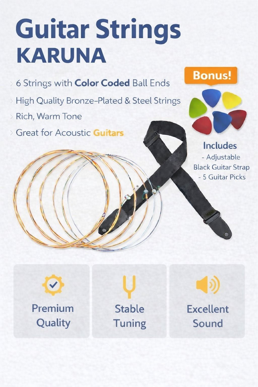 music galaxy Acoustic KARUNA STRING BLACK BELT 5 PICKS MGPK20 Guitar String-picture-15