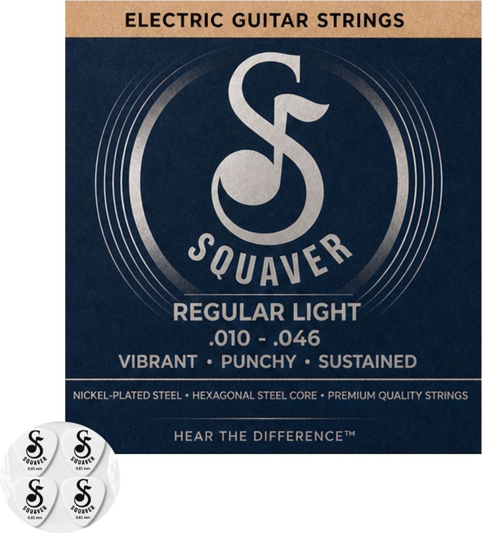 squaver Electric Electric Guitar Strings with 4 White Guitar Plectrums (0.81 mm) Guitar String-picture-34