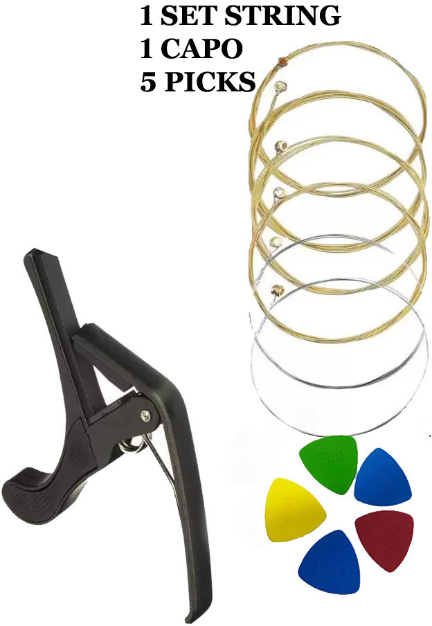 musiking industries Acoustic KARUNA STRING WITH BLACK CAPO AND 5 PICKS MDLA2 Guitar String image 1