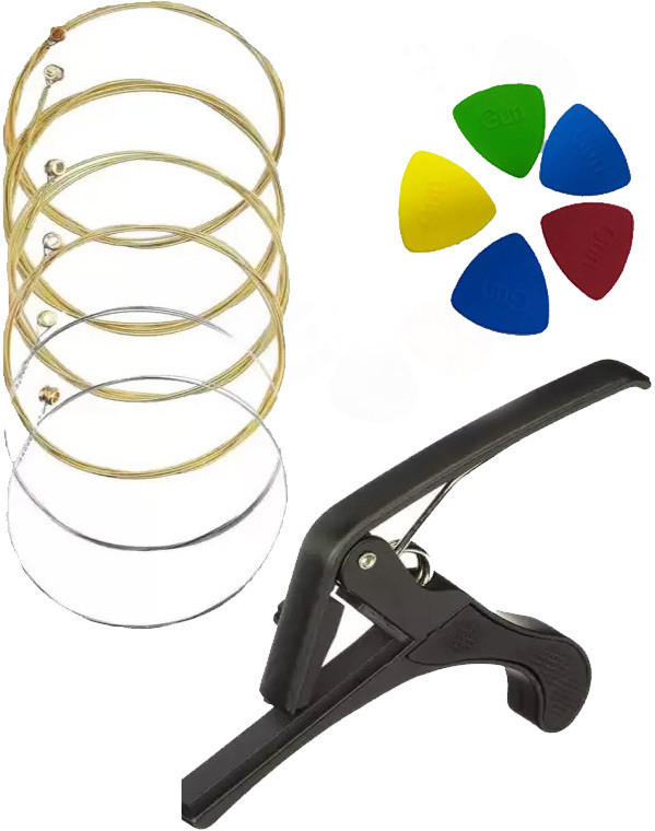 musiking industries Acoustic KARUNA STRING WITH BLACK CAPO AND 5 PICKS MDLA4 Guitar String image 1