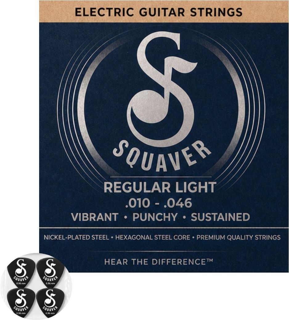 squaver Electric Electric Guitar Strings with 4 Black Guitar Plectrums 0.96 mm Guitar String-picture-39