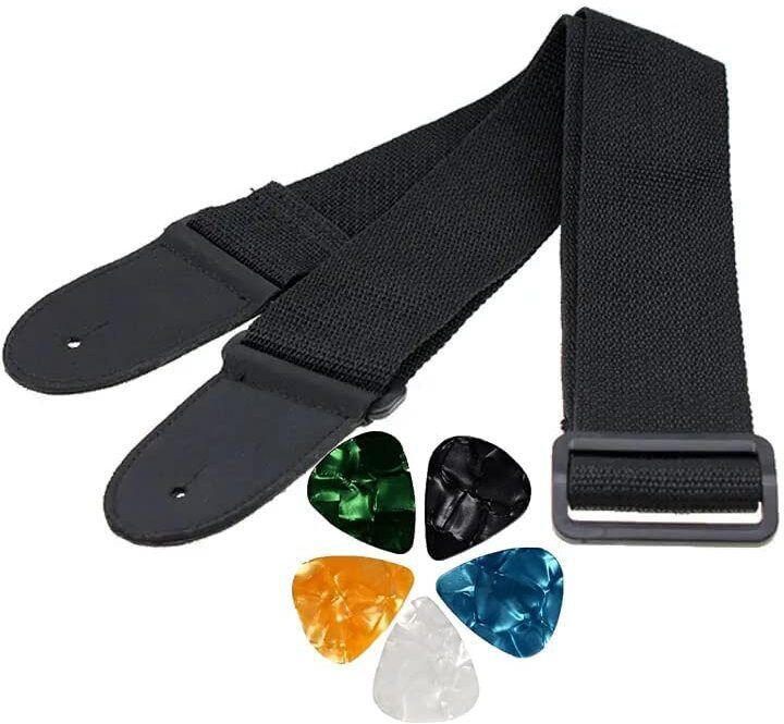 Adjustable Guitar Strap Belt with 5 picks for Acoustic /Electric/ Bass Guitars Nylon Strap-image-6