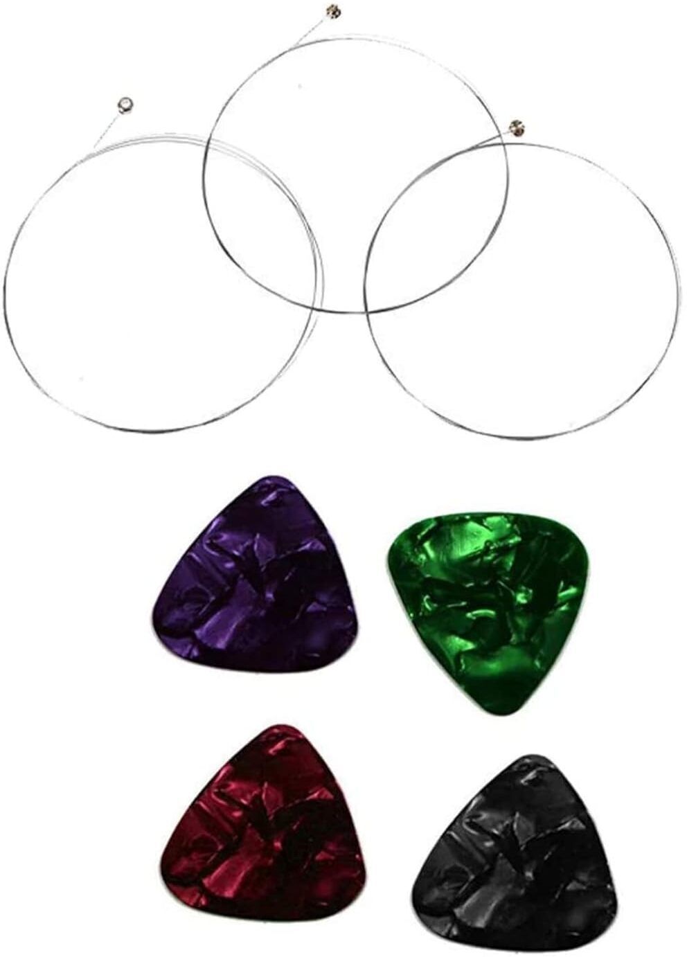 rythm enterprises Acoustic Acoustic Guitar Single 1st E String Pack of 3 with 4 Guitar Picks free Guitar String-picture-45