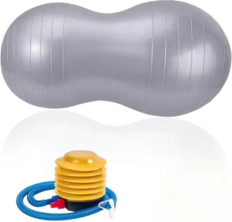 Rubber Anti-Burst Gym Ball 80X40 CMS (Grey) Gym Ball (With Pump) Gym Ball-image-11