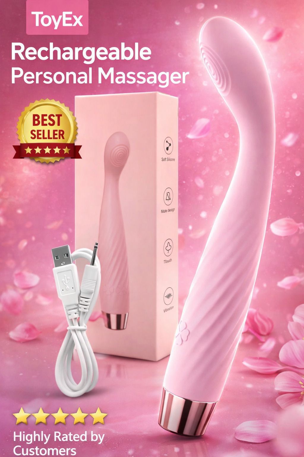 ToyEx Rechargeable Personal Massager | Silent Waterproof Device-image-30