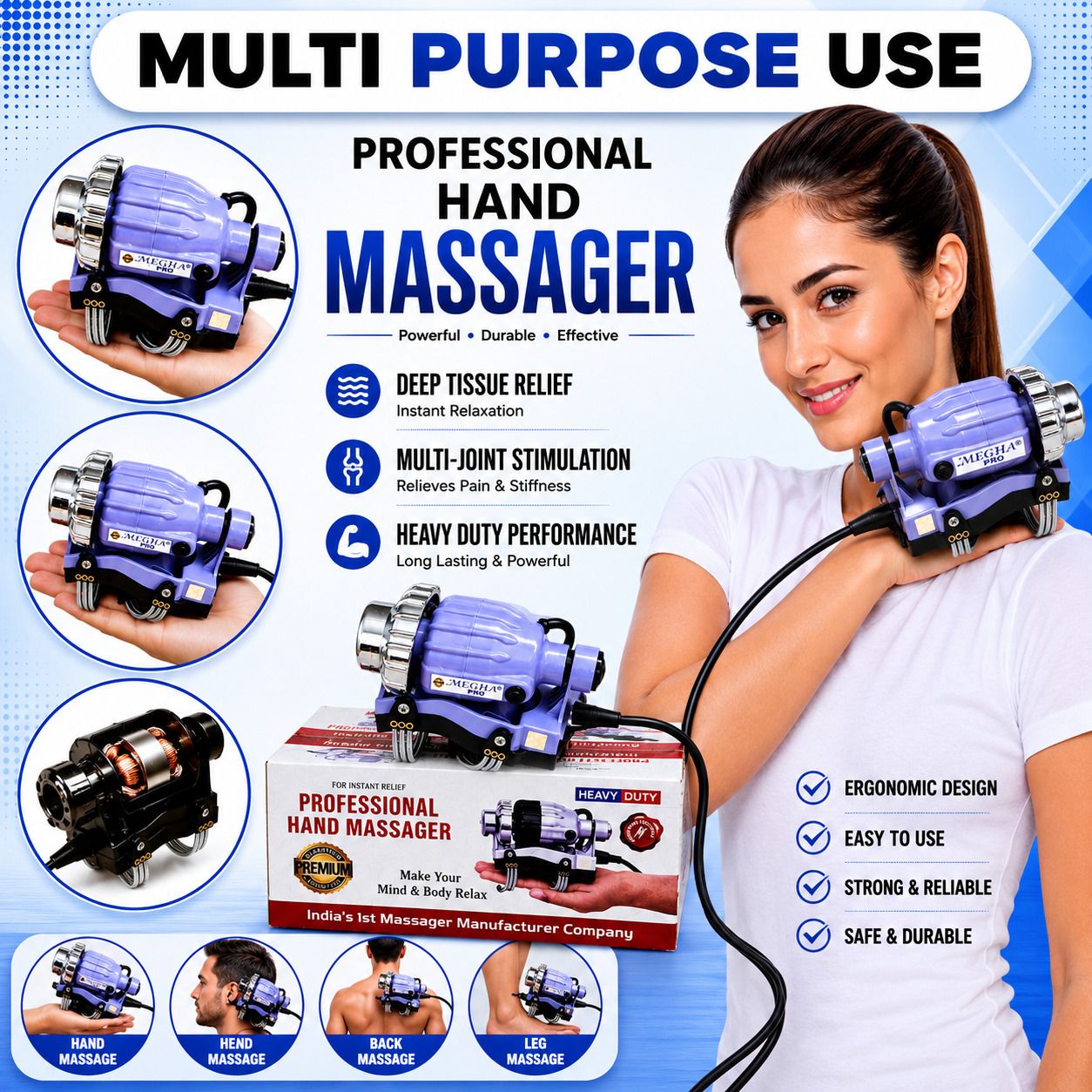 Electric Full Body Hand Massager Machine for Back, Head, Leg & Joint Pain Relief-image-38