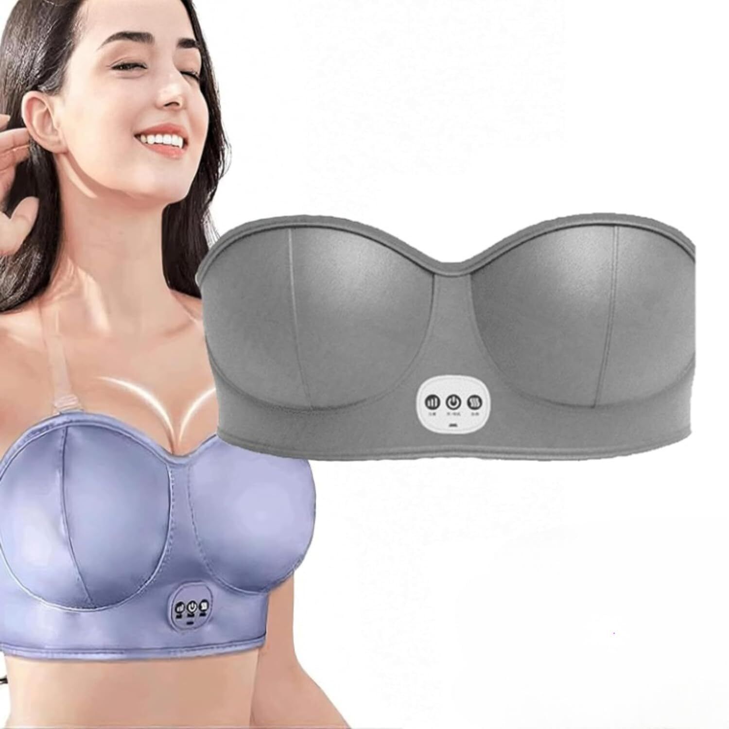 Electic breast vibrating massager for chest women full coverage bra-image-6