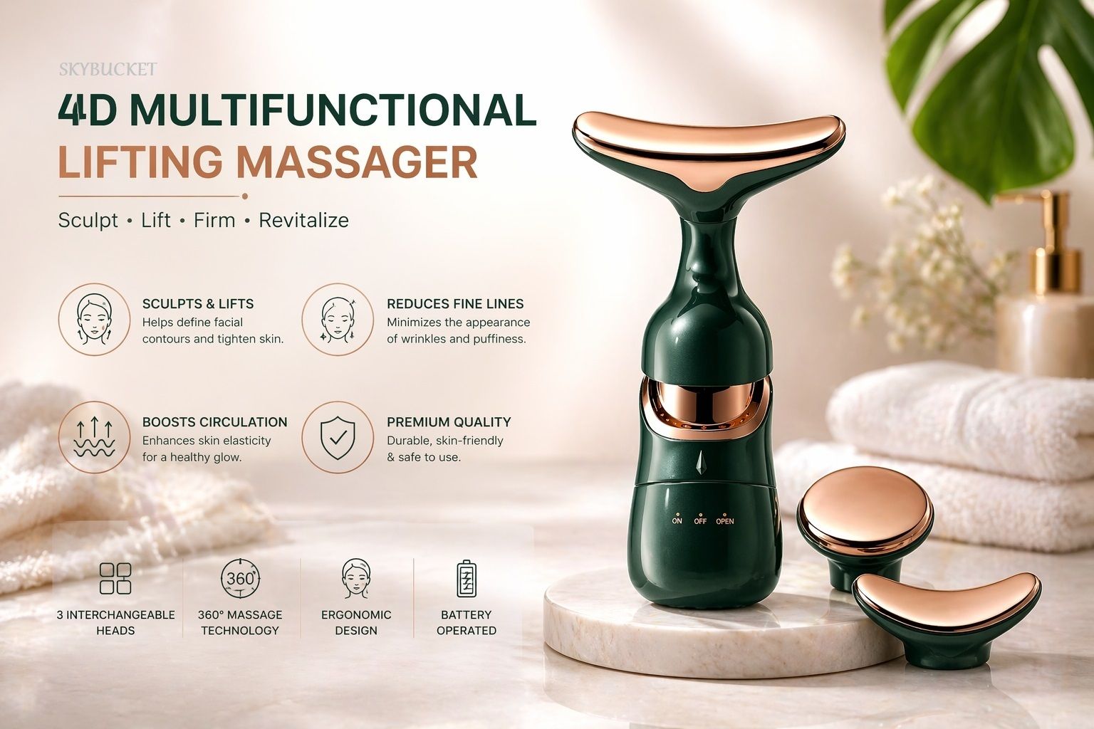 3in1 Face Massager Anti Vibration Facial Massager, Wrinkles Face Neck Eyes-image-48