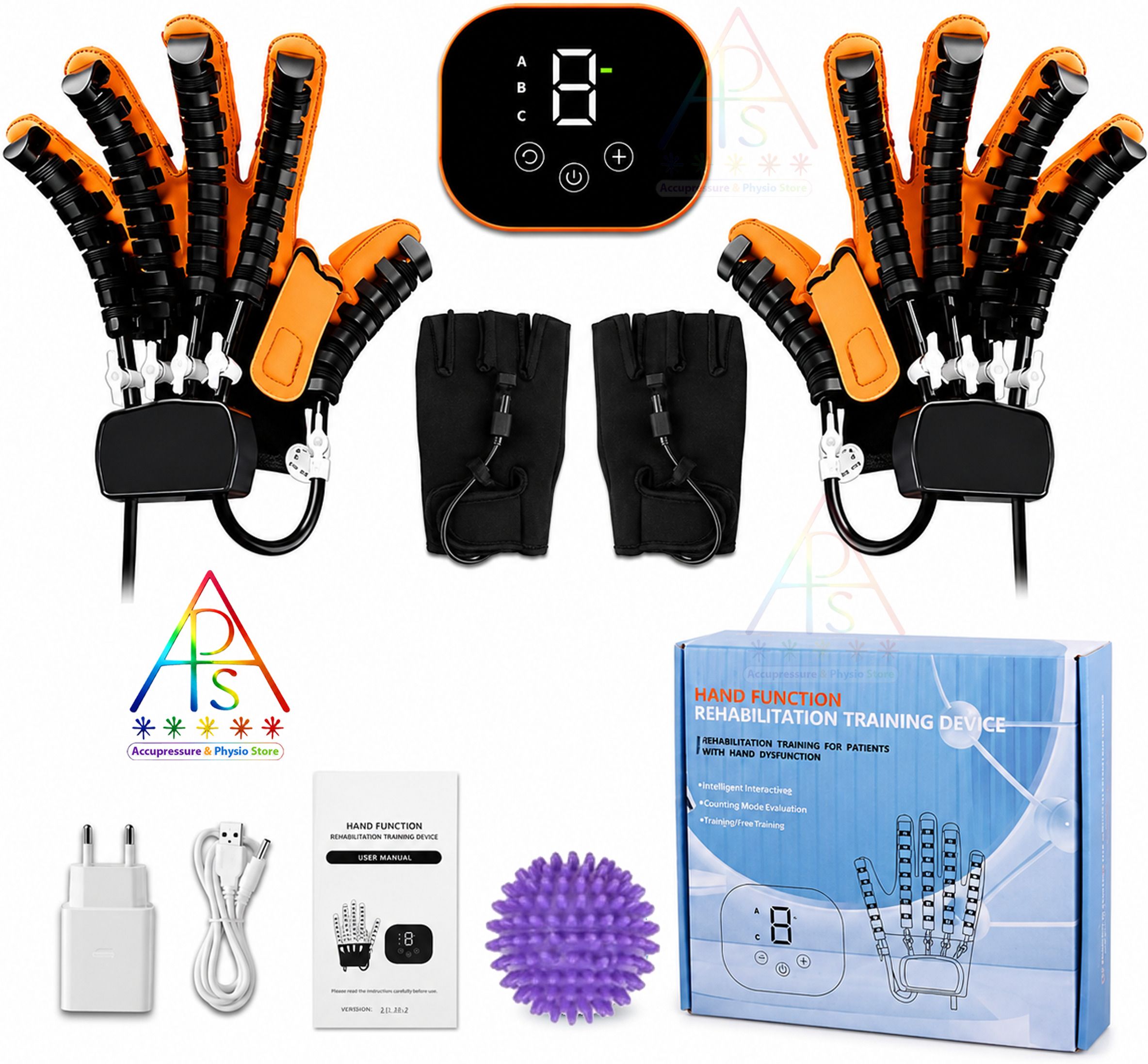 ACCUPRESSURE PHYSIO STORE Robotic Hand Rehabilitation Glove Finger Paralysis Recovery Exercise Machine XL Robotic Both Hand Rehabilitati Exercise Machine Massager-image-21