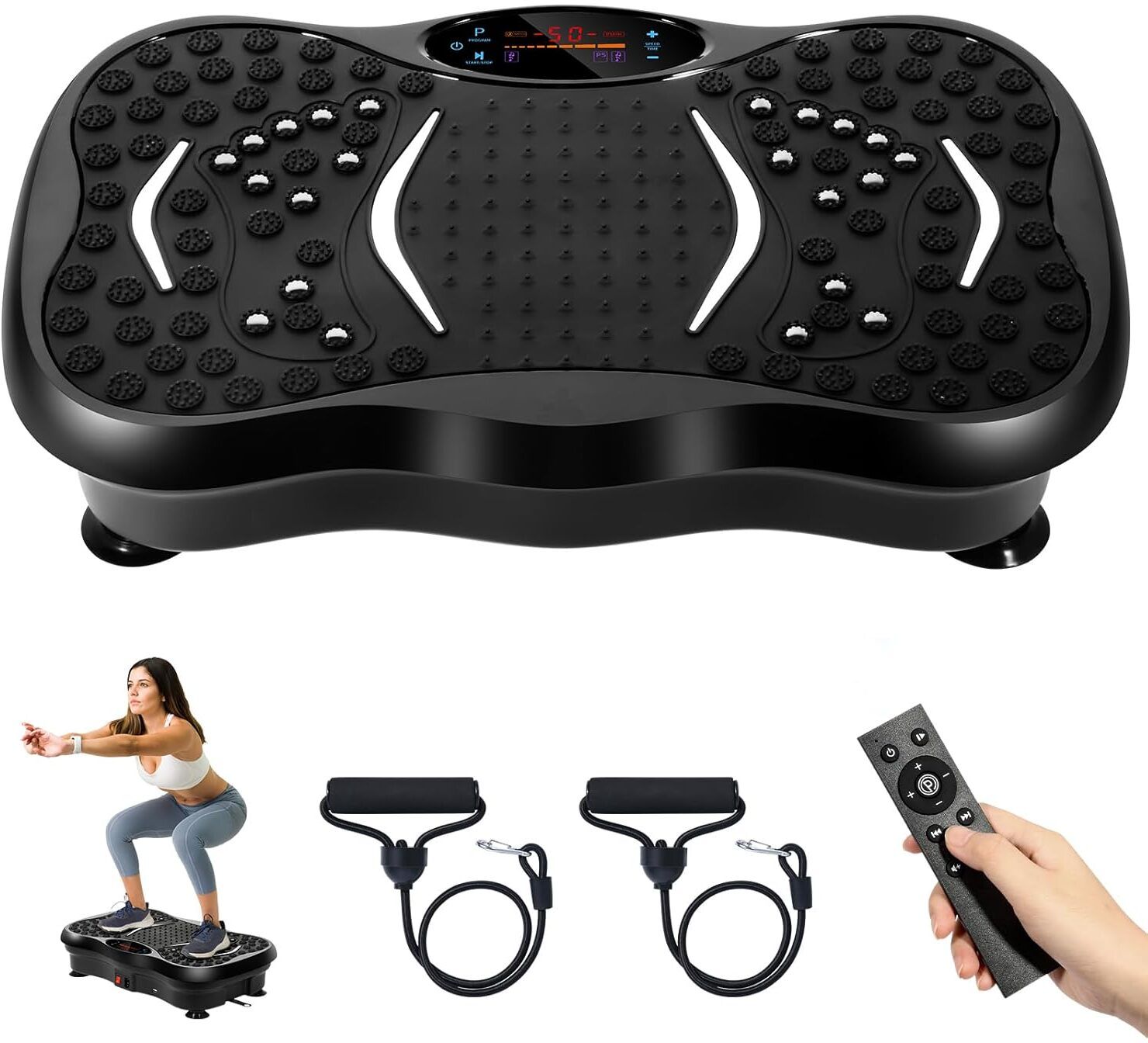 Hwato Vibration Plate Fitness Platform Exercise Machine Vibrating Lymphatic Workout Vibrate Stand Shake Board Sport Gym for Weight Loss Fat Burner for Women Men Massager-image-47