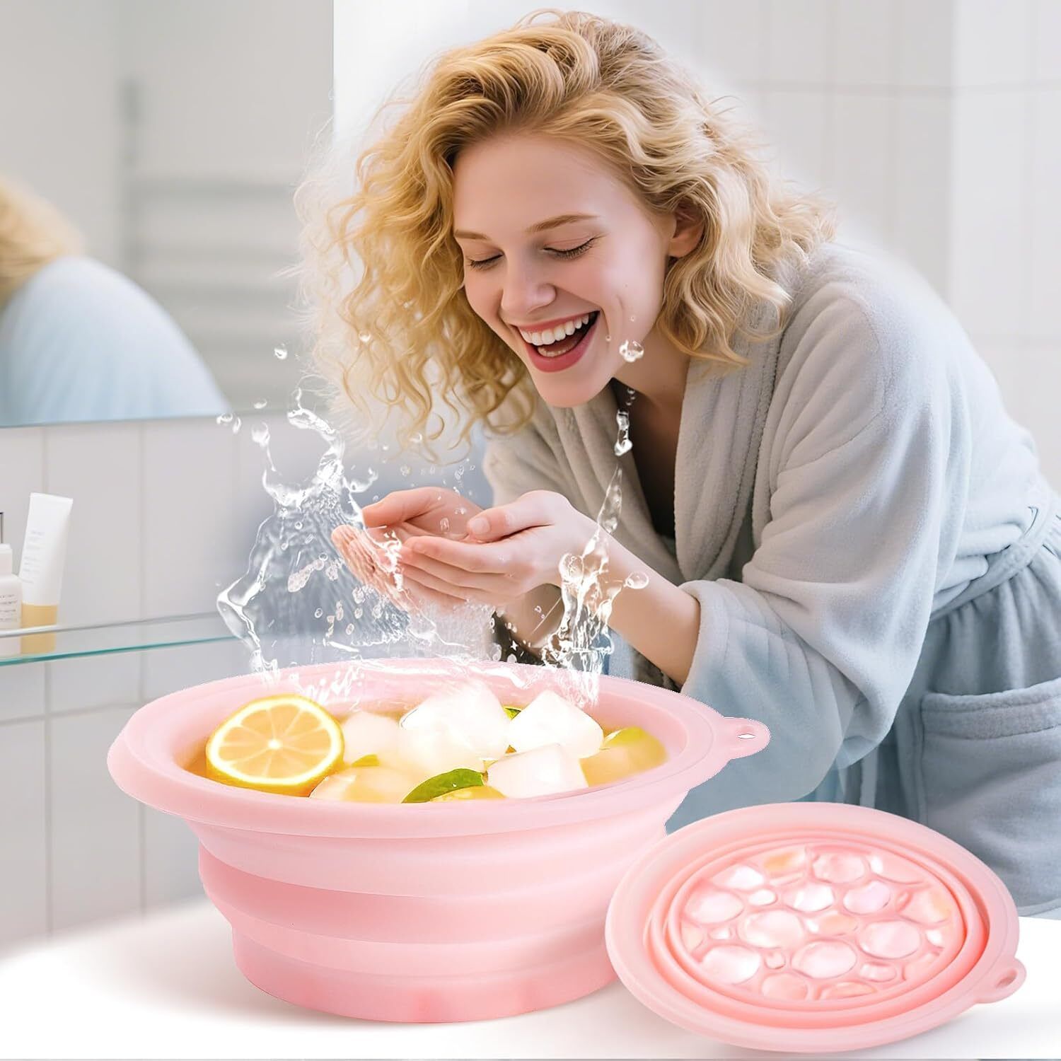 1 L Silicone Foldable Silicone Facial Ice Bowl for Cold Face Care Ice Bucket-image-28