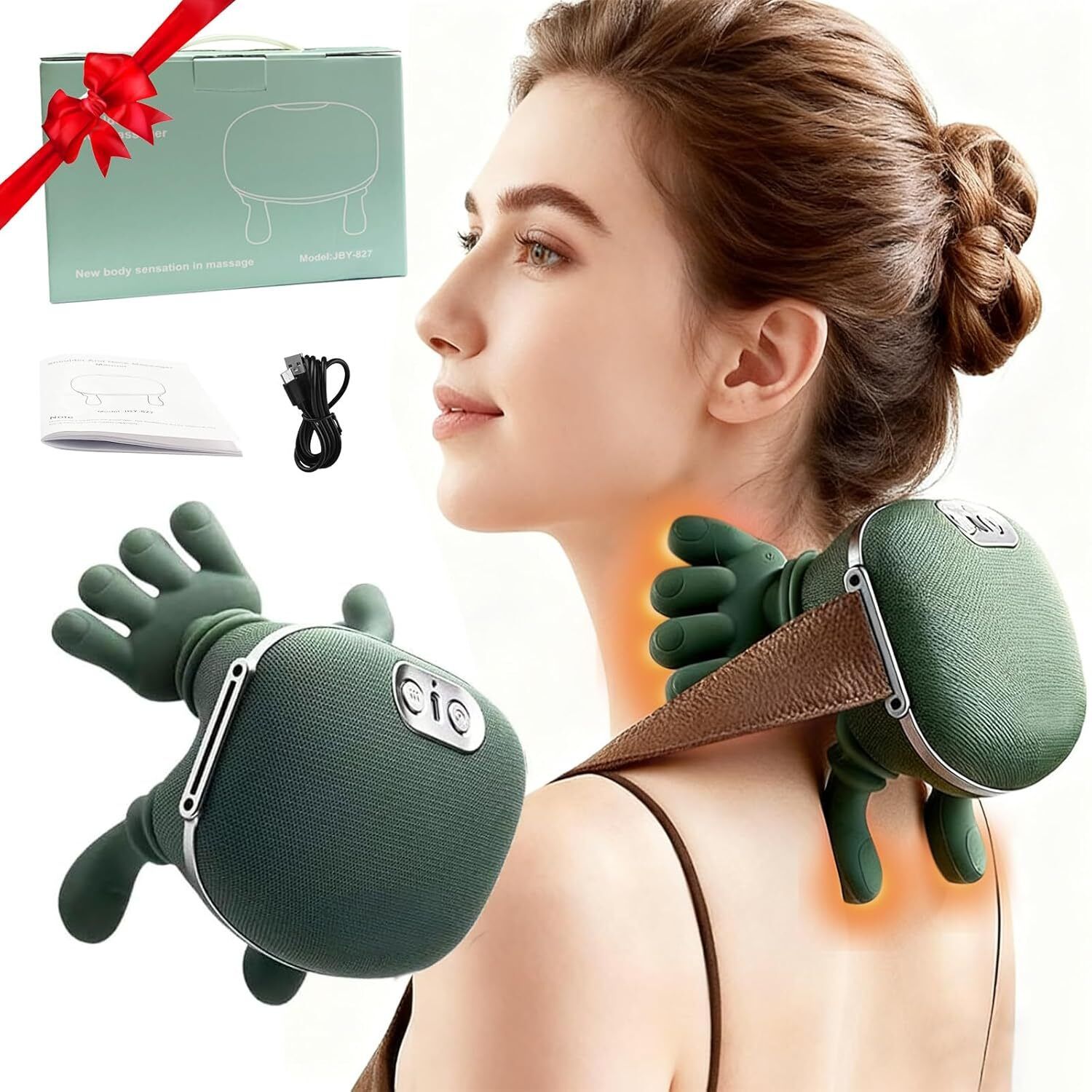 zuvillica Bionic Heated Massager, Wireless Portable Shiatsu Neck and Back Massager,-picture-21