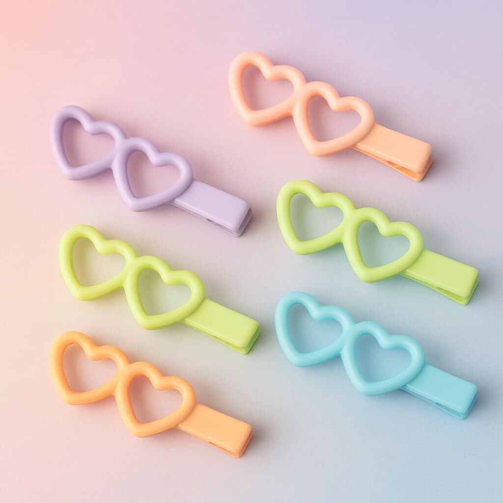 6 Pcs Double Heart Cute Korean Style Hollow Snap Hair Clip-image-43