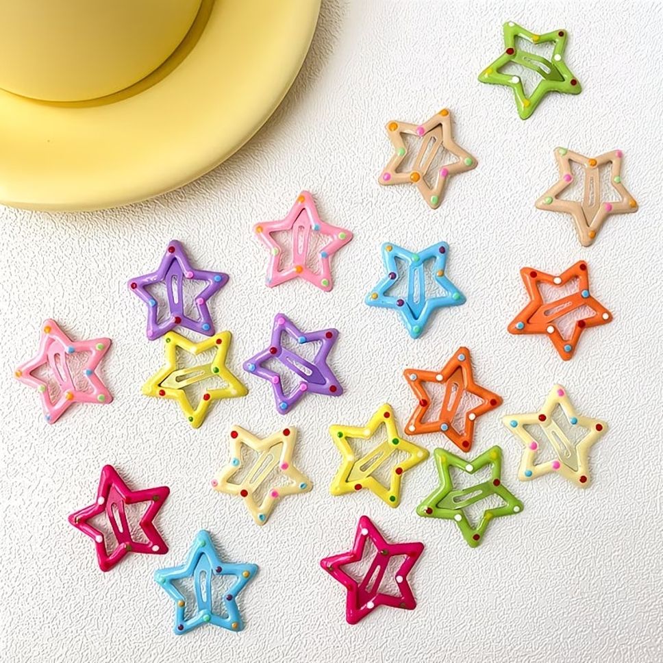 24 Pcs of Multicolor Polka Dot Star Hair Clip-image-5