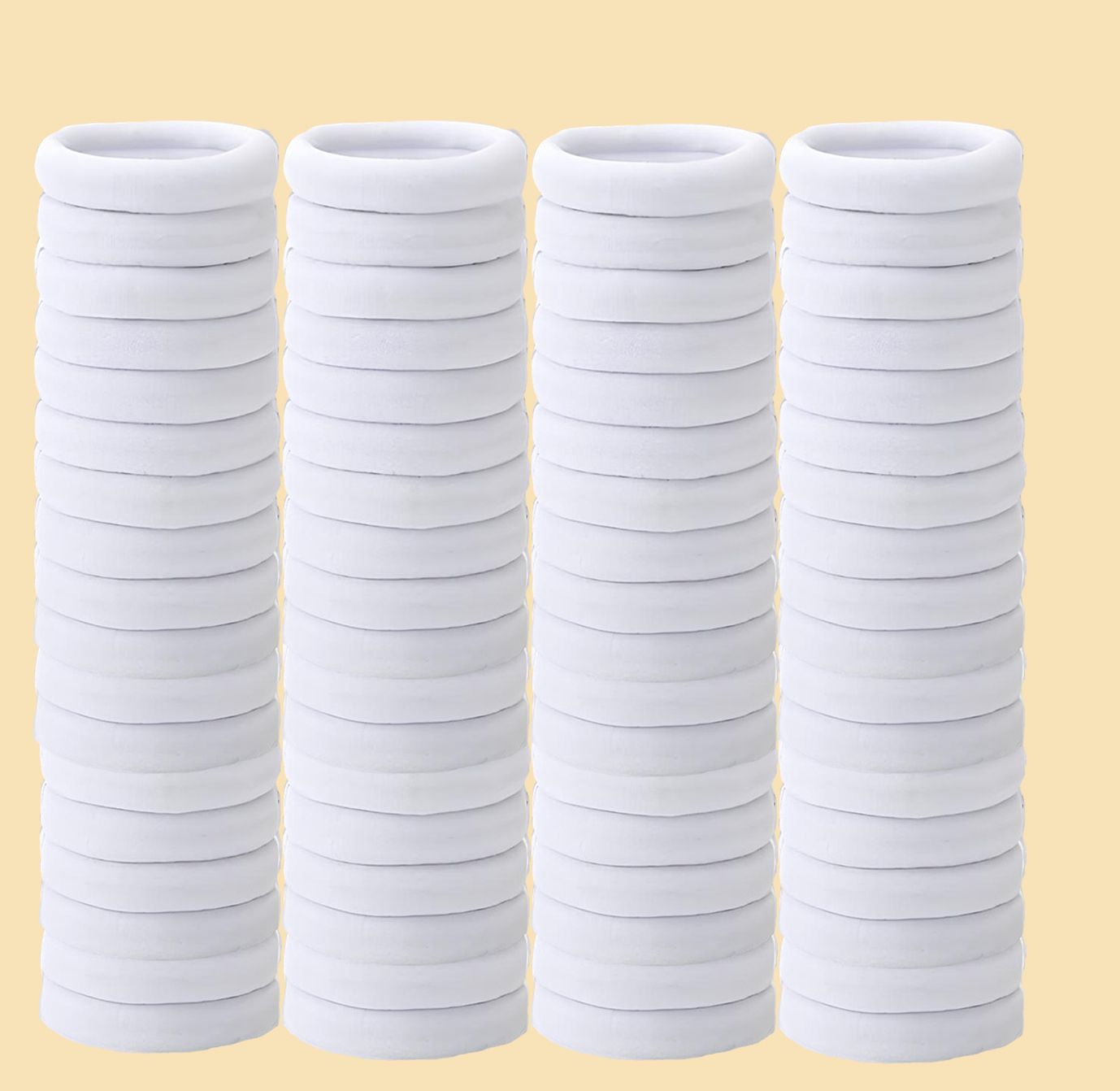 72 Pcs White Elastic Hair Tie Seamless Ponytail Holder for Daily Use Rubber Band-image-41
